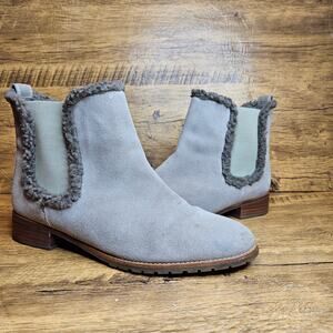 Talbots Leather Shearling Trim Chelsea slip on ankle bootie sz 9